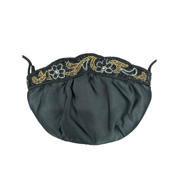 Beaded Black Evening Crossbody Bag With Gold Silver Embellishments - Picture 1 of 10